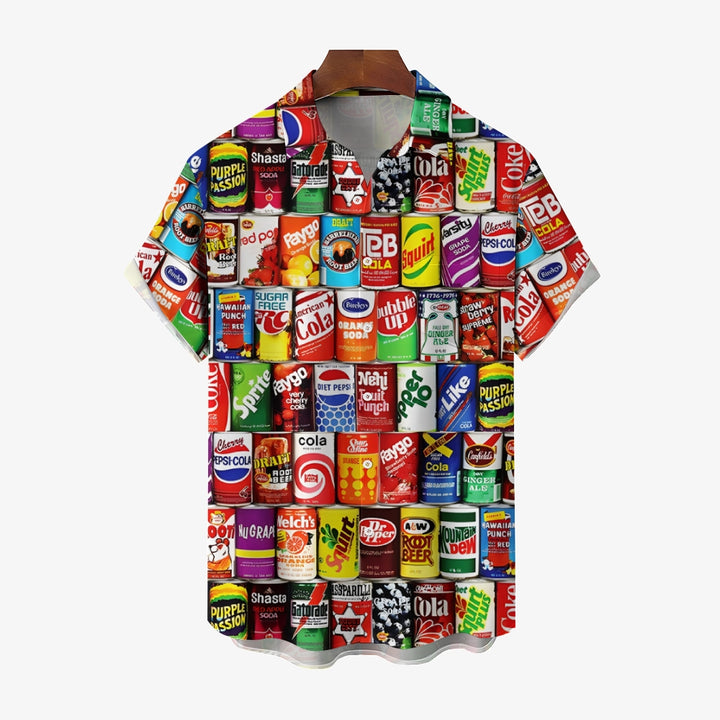 Snack Can Printed Casual Oversized Short Sleeve Shirt 2407003571