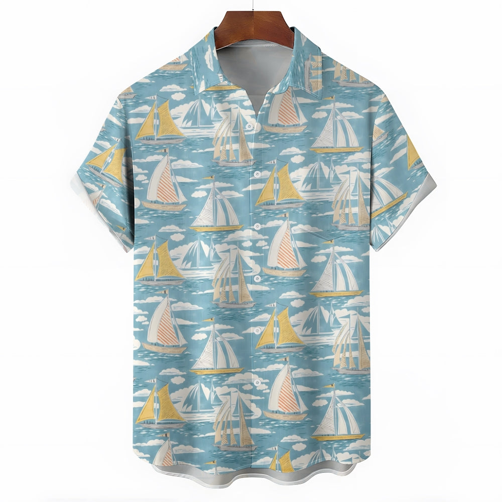 Sailboat Casual Short Sleeve Shirt 2405000206