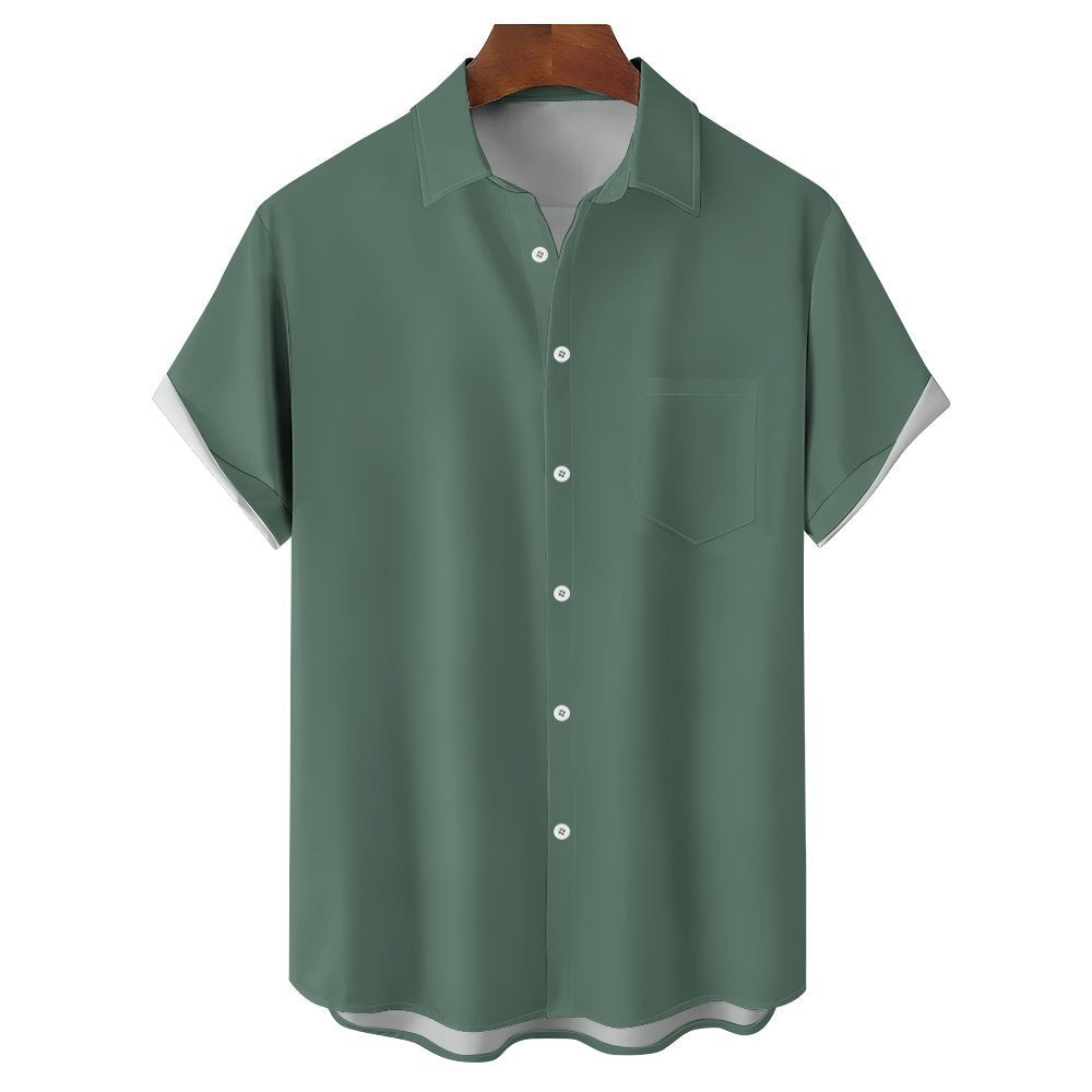 Men's Solid Color Casual Short Sleeve Shirt 2312000443