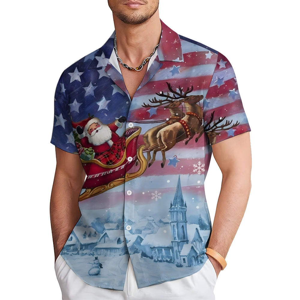 Men's Santa Claus Casual Short Sleeve Shirt 2411003254