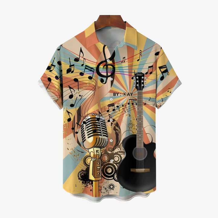 Men's Music Love Print Short Sleeve Shirt 2412009490