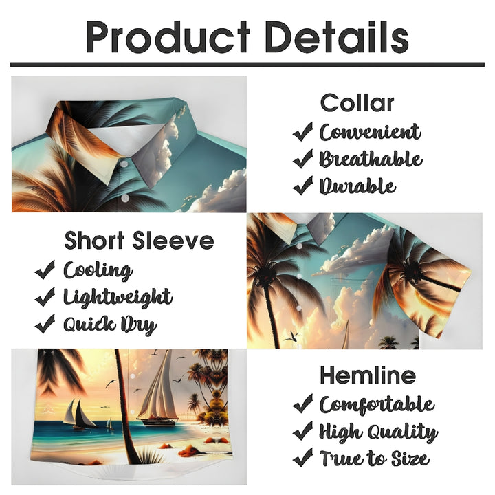 Men's Hawaiian Sailboat Casual Short Sleeve Shirt 2405000203