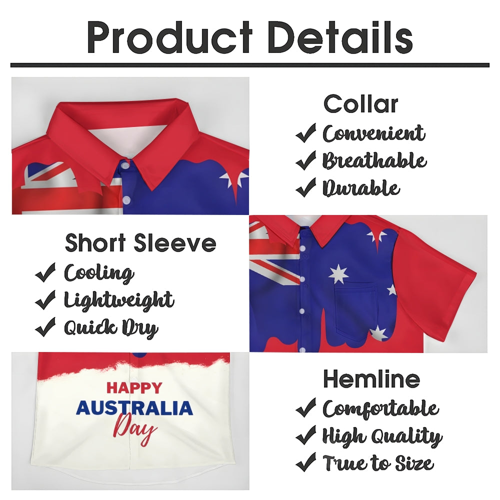 Happy Australia Day Print Short Sleeve Shirt 2411013423