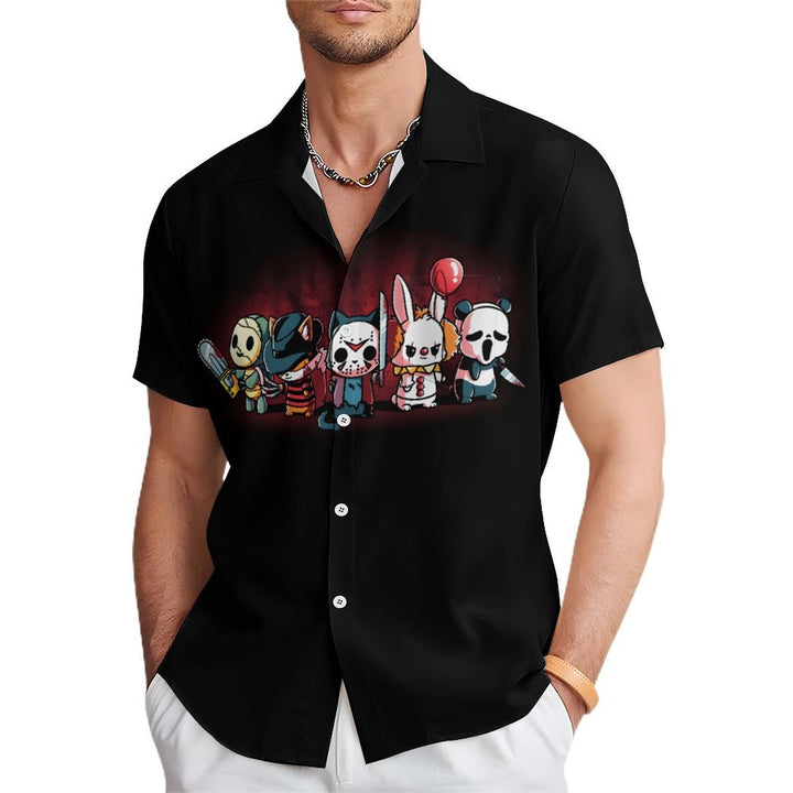 Men's Q Version Horror Character Casual Short Sleeve Shirt 2403000466