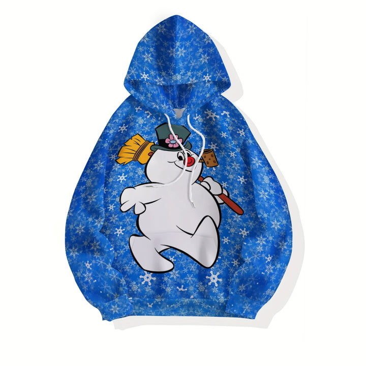 Plue Size Cartoon Snowman Printed Hoodies 2411009451