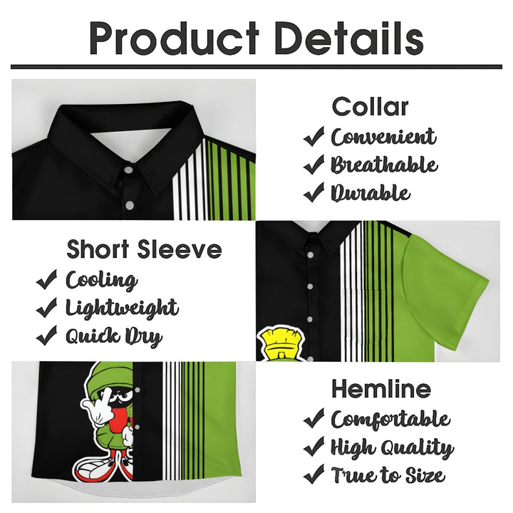 Men's Cartoon Character Stripes Casual Short Sleeve Shirt 2410006581