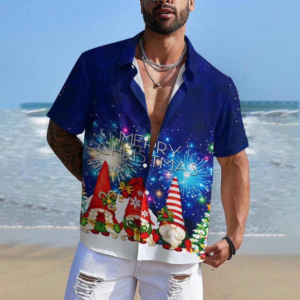 Merry Christmas Decorative Print Short Sleeve Shirt 2409011390