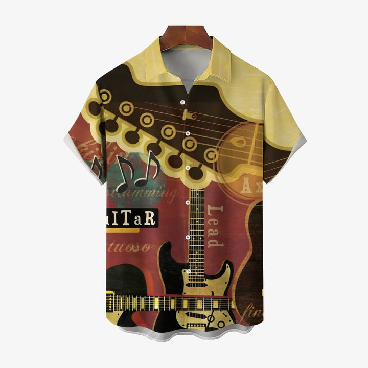 Musical Instrument Guitar Art Print Casual Short Sleeve Shirt 2408004515