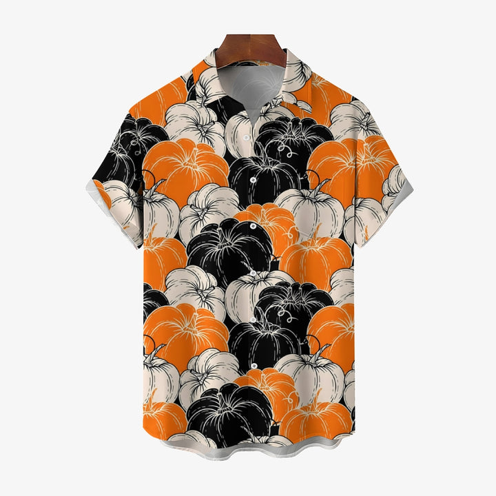 Thanksgiving Pumpkin Casual Short Sleeve Shirt 2409008973