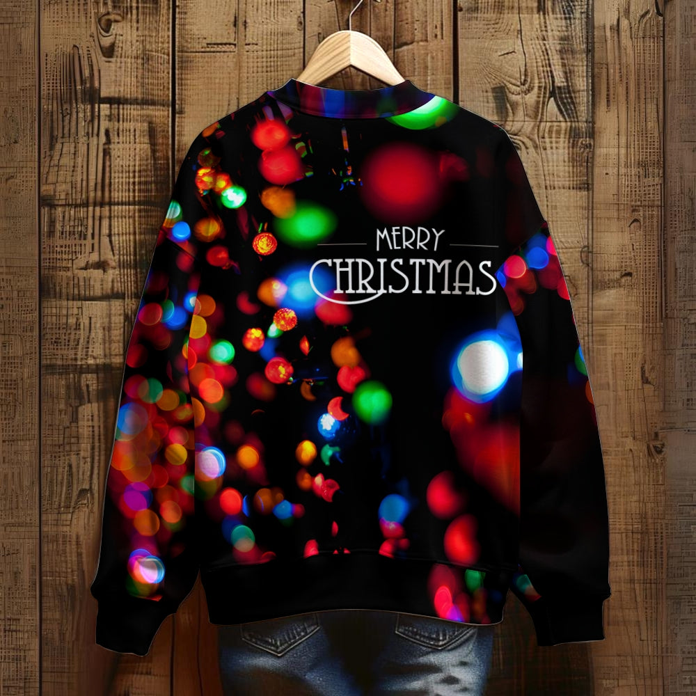 Men's Merry Christmas Lights Print Unisex Sweatshirt 2410009124