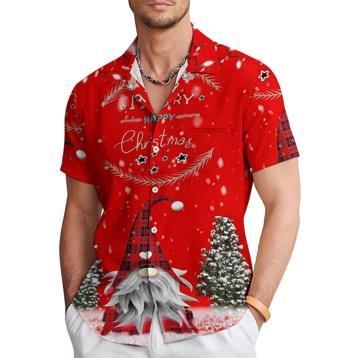 Men's Merry Christmas Gnome Snowflake Print Short Sleeve Shirt 2412007983