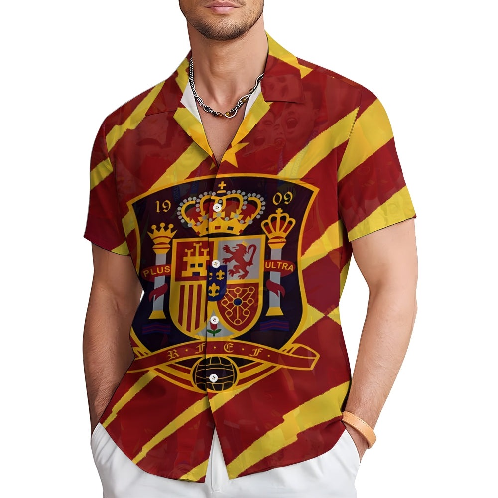 Spain European Cup Casual Large Size Short Sleeve Shirt 2407002080