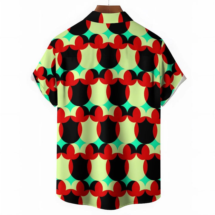 Men's Geometric Print Casual Short Sleeve Shirt 2402000153