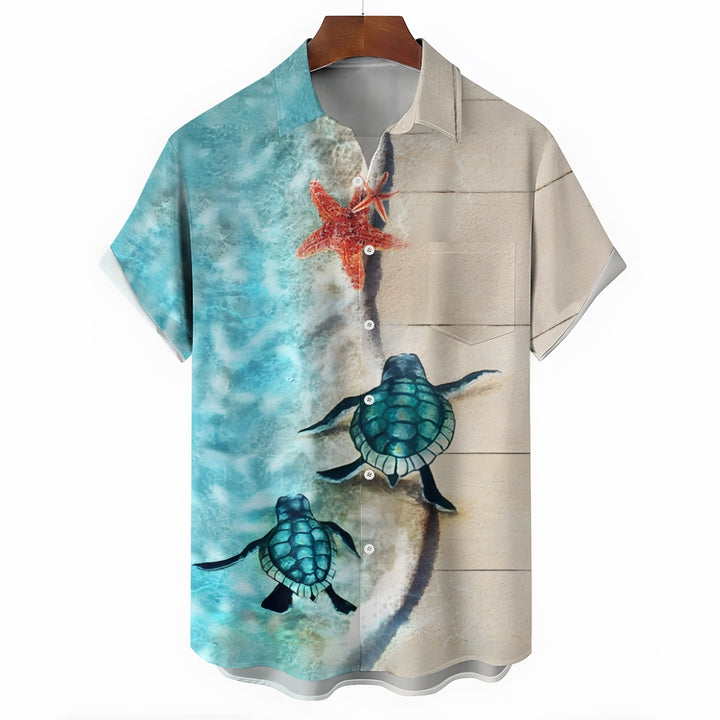 Starfish Turtle Casual Short Sleeve Shirt 2410001603