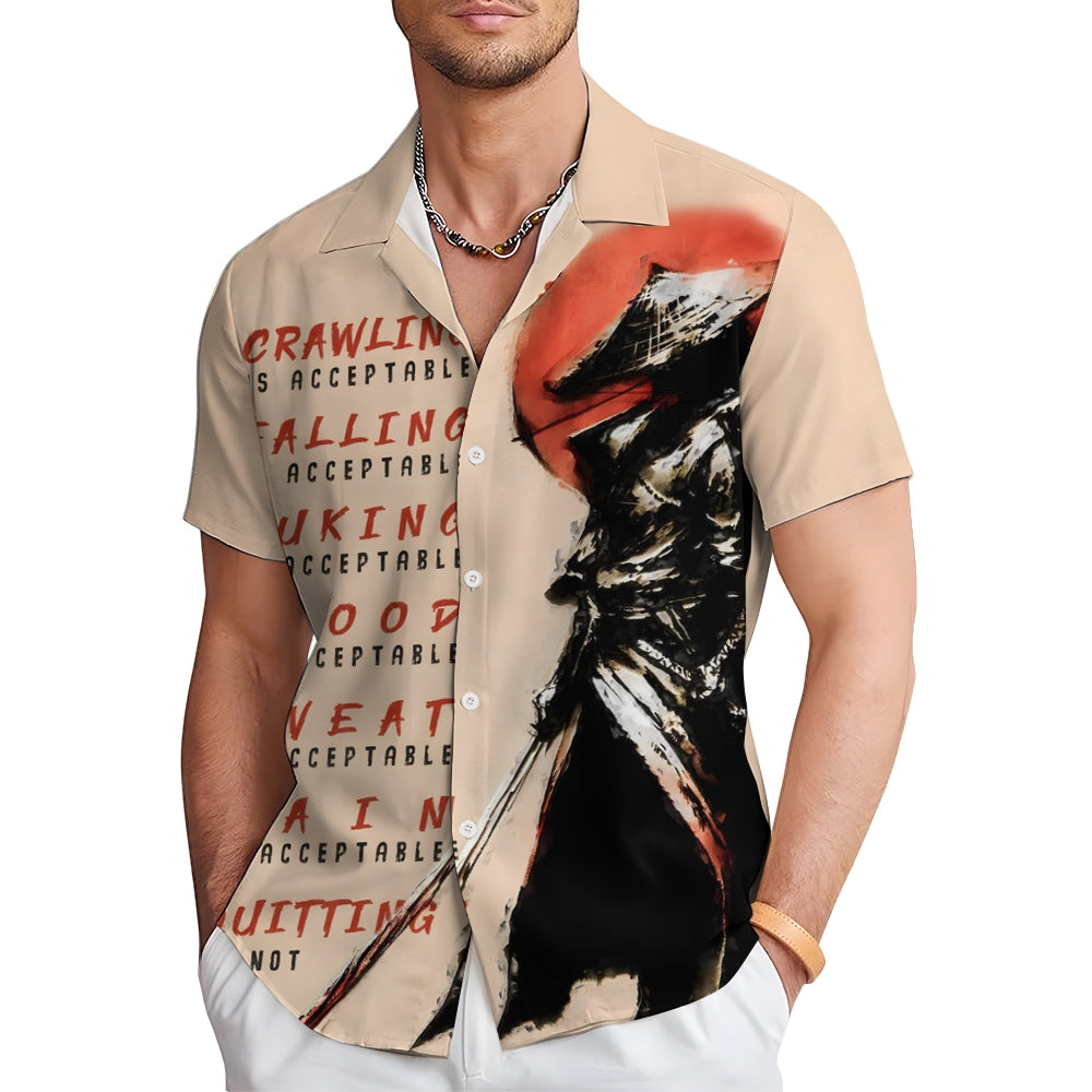 Warrior Spirit Casual Large Size Short Sleeve Shirt 2406003214