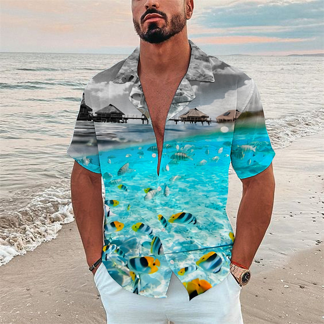 Ocean Fish Hawaiian Oversized Short Sleeve Shirt