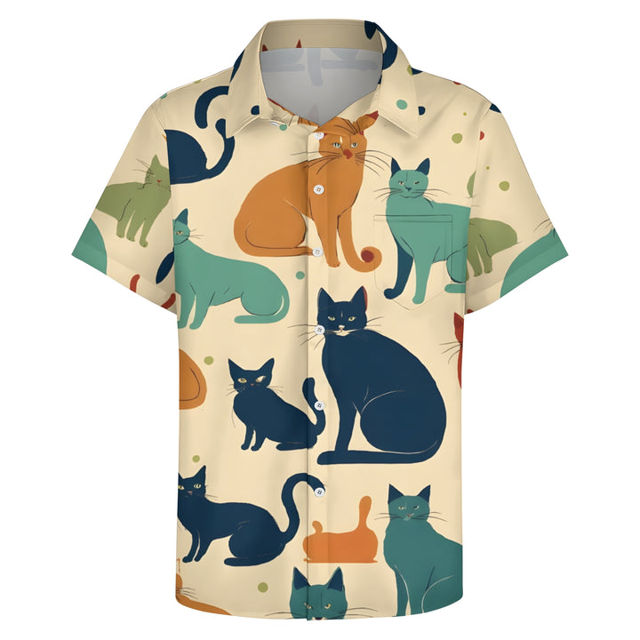 Funny Cats Casual Short Sleeve Shirt 2404000177