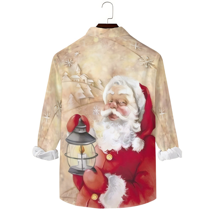 Men's Christmas Santa Claus Printed Long Sleeve Shirt 2411002932