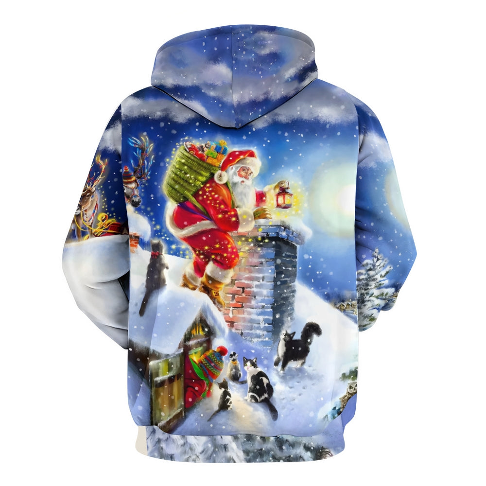 Plue Size Christmas Santa Claus Giving Gifts Printed Hoodies 2411009433