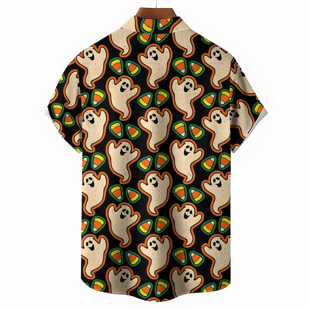 Ghost Candy Corn Casual Oversized Short Sleeve Shirt 2407003698