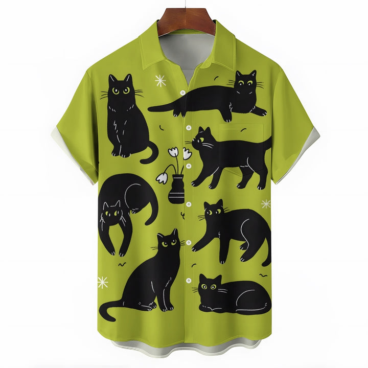 Men's Cats Casual Short Sleeve Shirt 2404000169