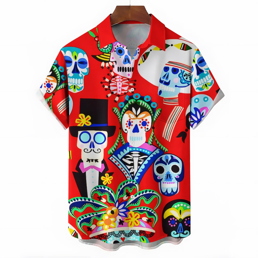 Men's Mexican Culture and Arts Casual Short Sleeve Shirt 2403000923