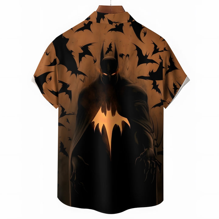 Dark Batman Print Casual Short Sleeve Shirt 2408007160