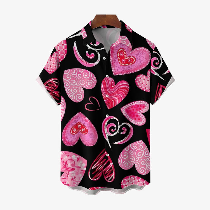 Valentine's Day Love Pink Print Casual Shirt 2412006509