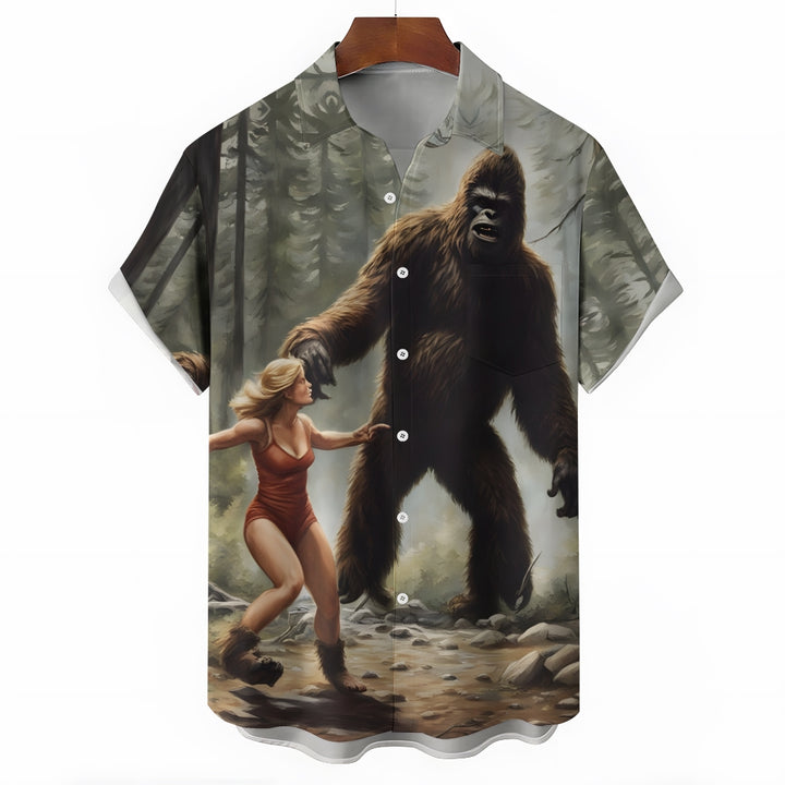 Bigfoot and Girls Casual Short Sleeve Shirt 2408002814