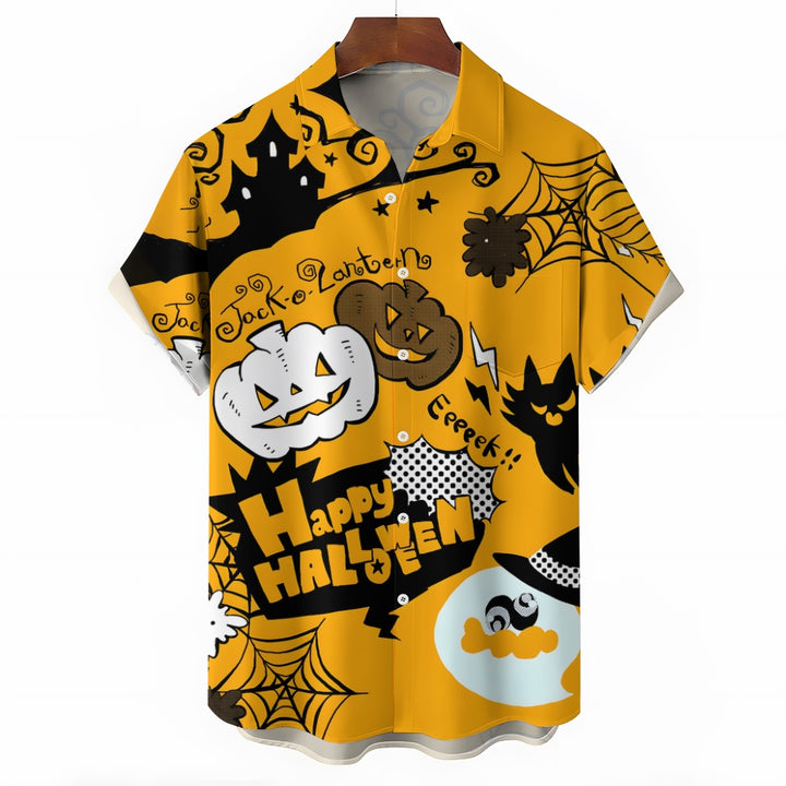 Halloween Ghost Pumpkin Casual Large Size Short Sleeve Shirt 2408000388