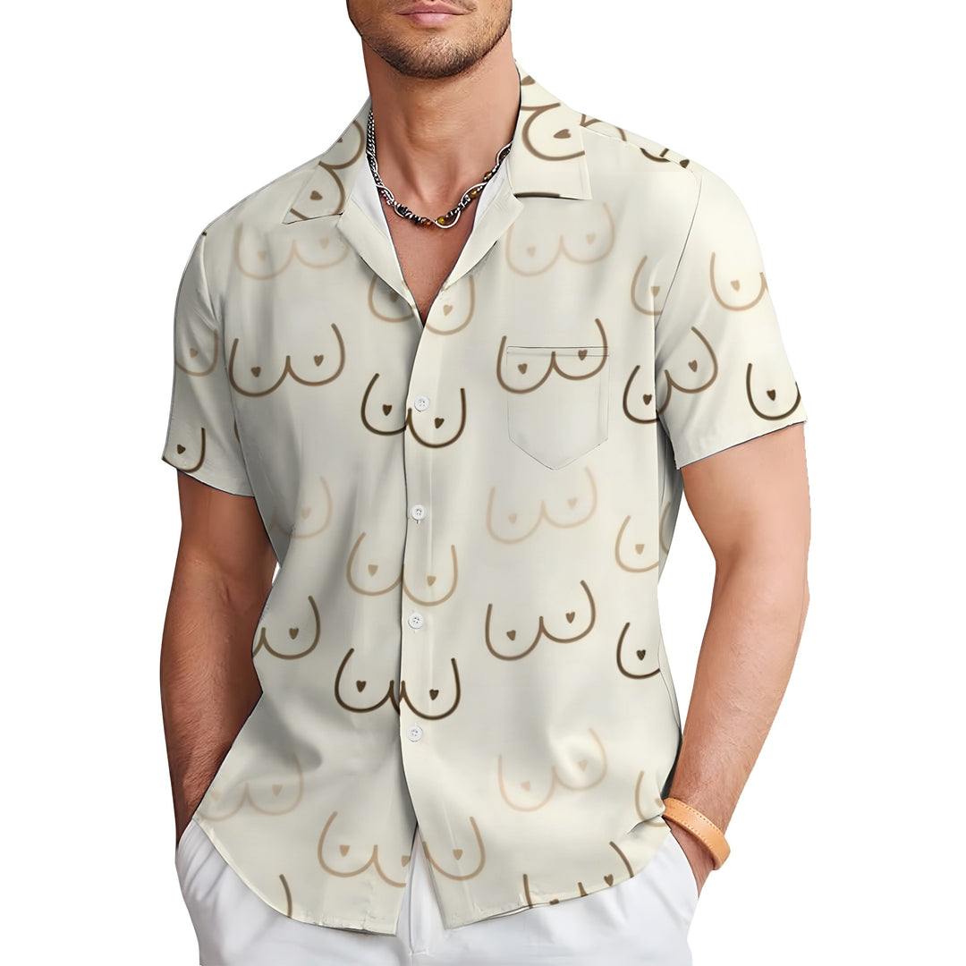 Men's Abstract Line Print Short Sleeve Shirt 2404001908