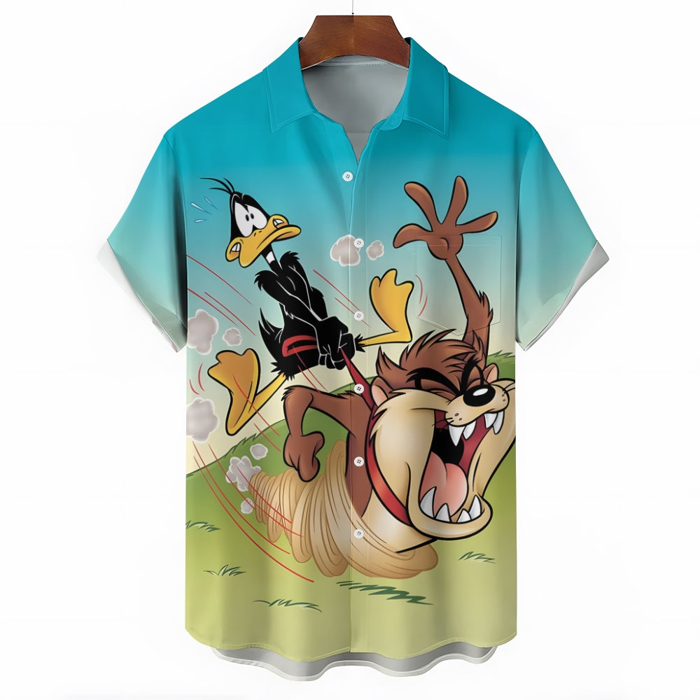 Cartoon Character Chase Print Casual Short Sleeve Shirt 2412001944