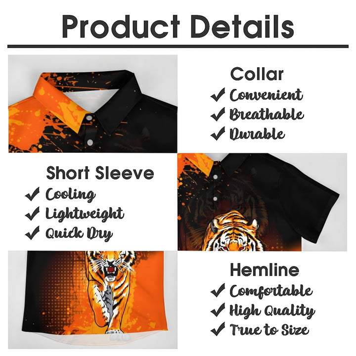 Men's Tiger Art Print Casual Short Sleeve Shirt 2411003581