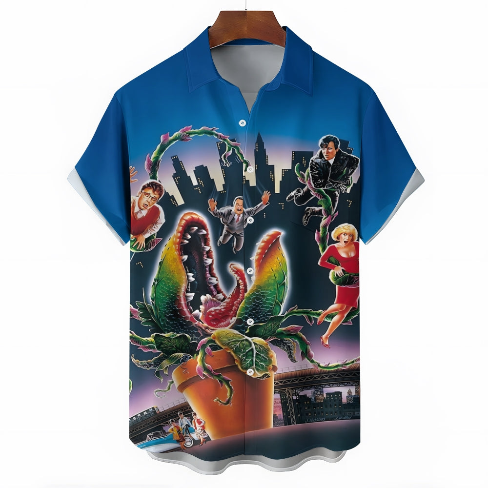 Men's Piranha Character Print Casual Short Sleeve Shirt 2404000376