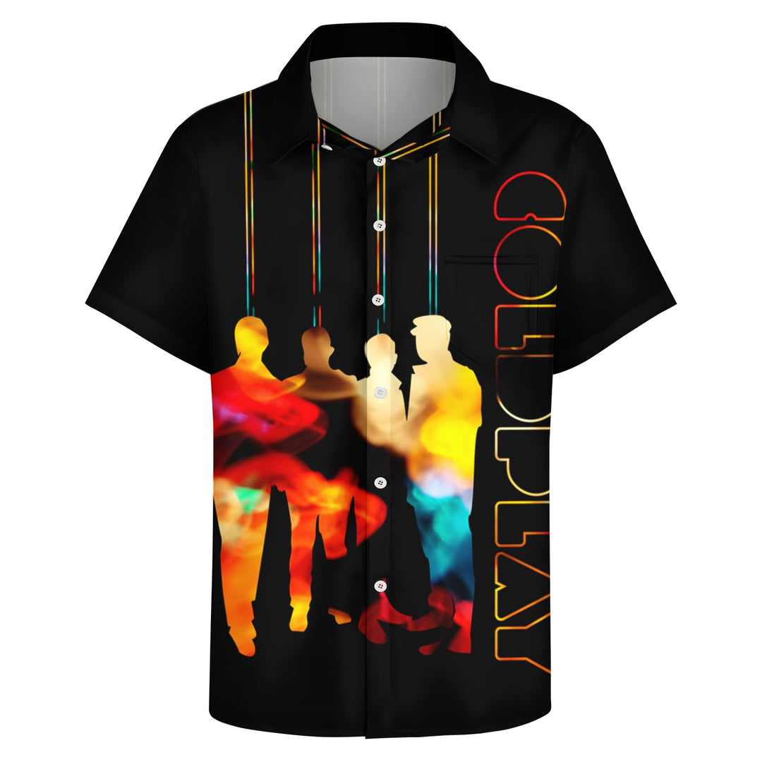 Men's Band Print Casual Short Sleeve Shirt 2404001056
