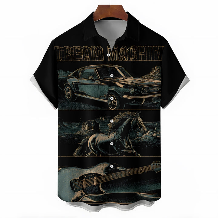 Men's Dream Machine Print Casual Short Sleeve Shirt 2403000569