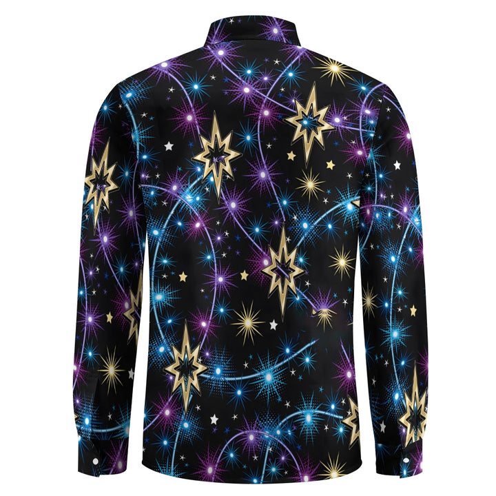 Men's Shiny String Lights Print Long Sleeve Shirt 2410006399