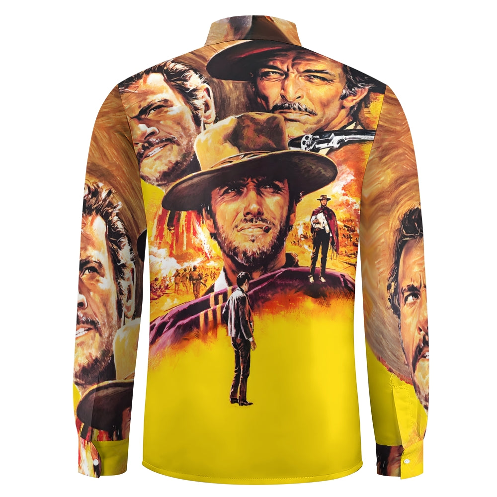 Men's Movie Poster Print Casual Long Sleeve Shirt