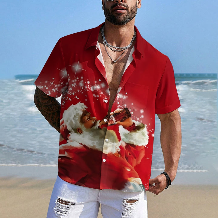 Christmas Santa Coke Casual Short Sleeve Shirt 2408008196