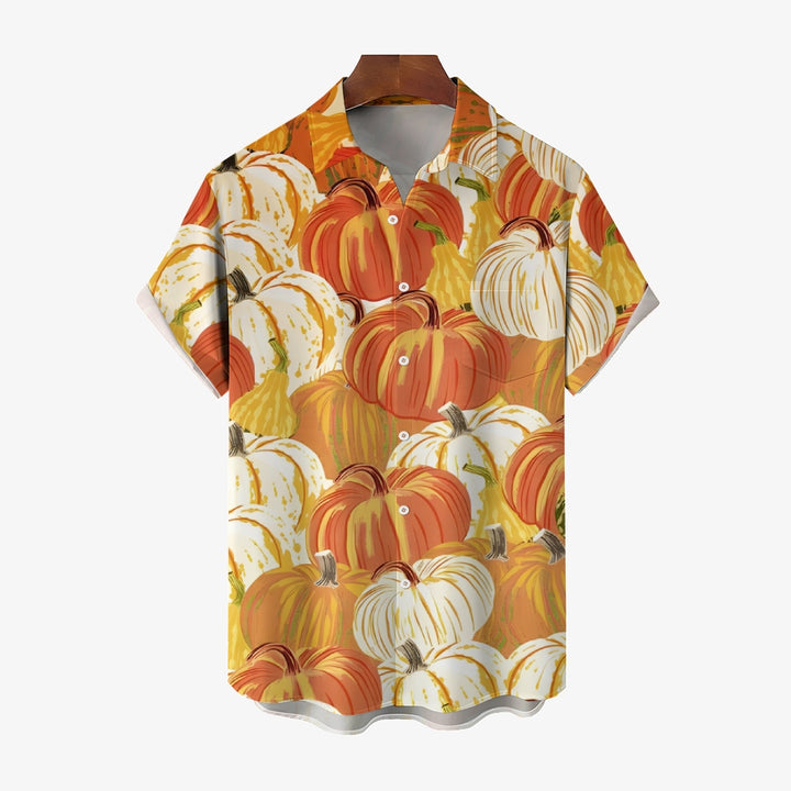 Thanksgiving Pumpkin Casual Short Sleeve Shirt 2410001539