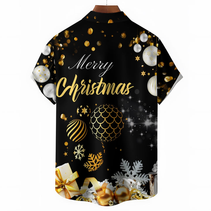 Merry Christmas Gold Glitter Short Sleeve Shirt 2409004959