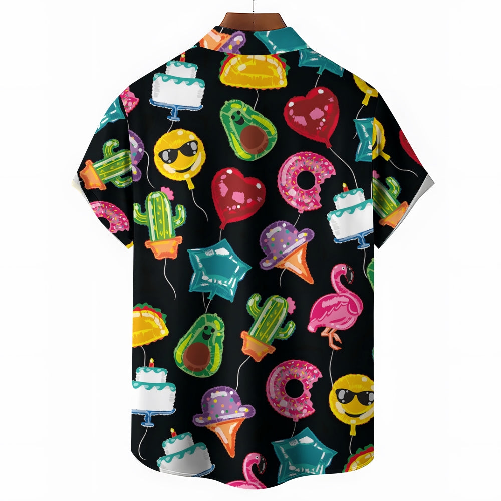 Happy Birthday Gift Print Casual Short Sleeve Shirt 2410002361