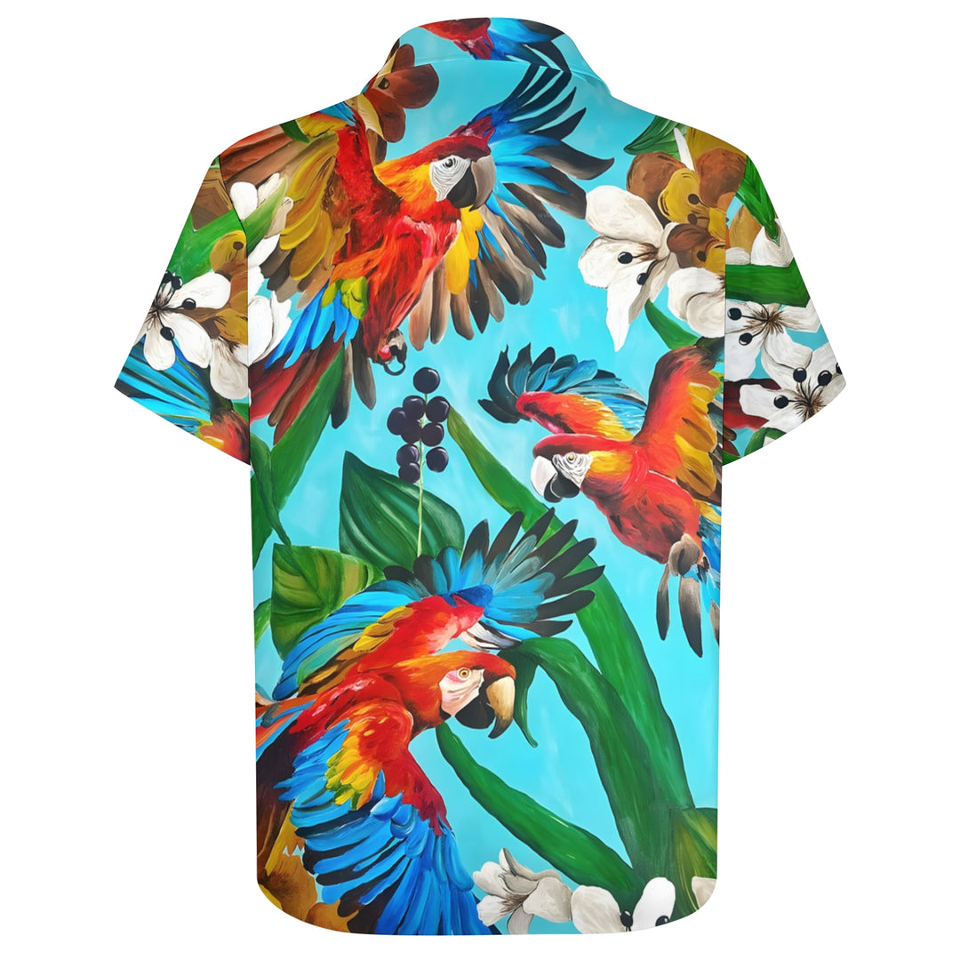 Men's Hawaiian Parrot Casual Short Sleeve Shirt 2404000065