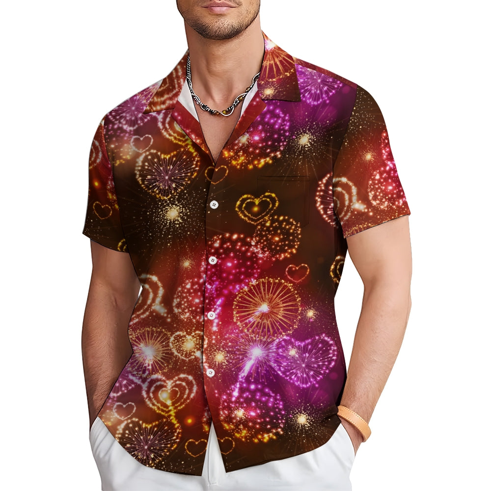 Holiday Love Fireworks Casual Short Sleeve Shirt 2408004489