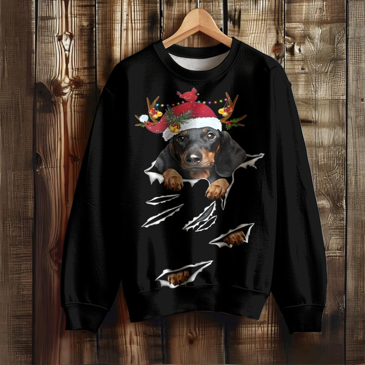 Men's Christmas Dachshund Print Unisex Sweatshirt 2410009082