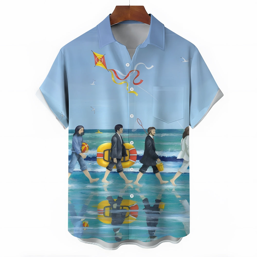 Men's Rock Band Hawaiian Casual Short Sleeve Shirt 2404000881