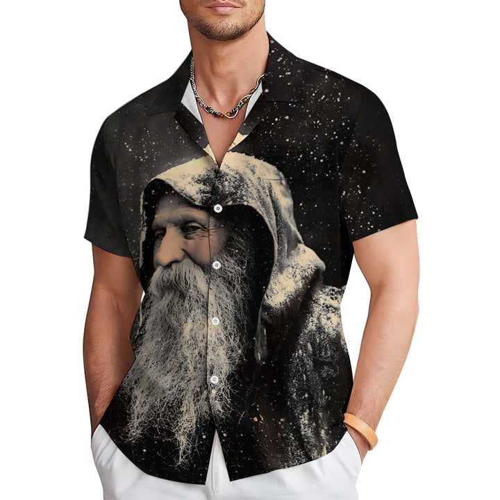 Santa Claus In The Snow Print Short Sleeve Shirt 2410003025