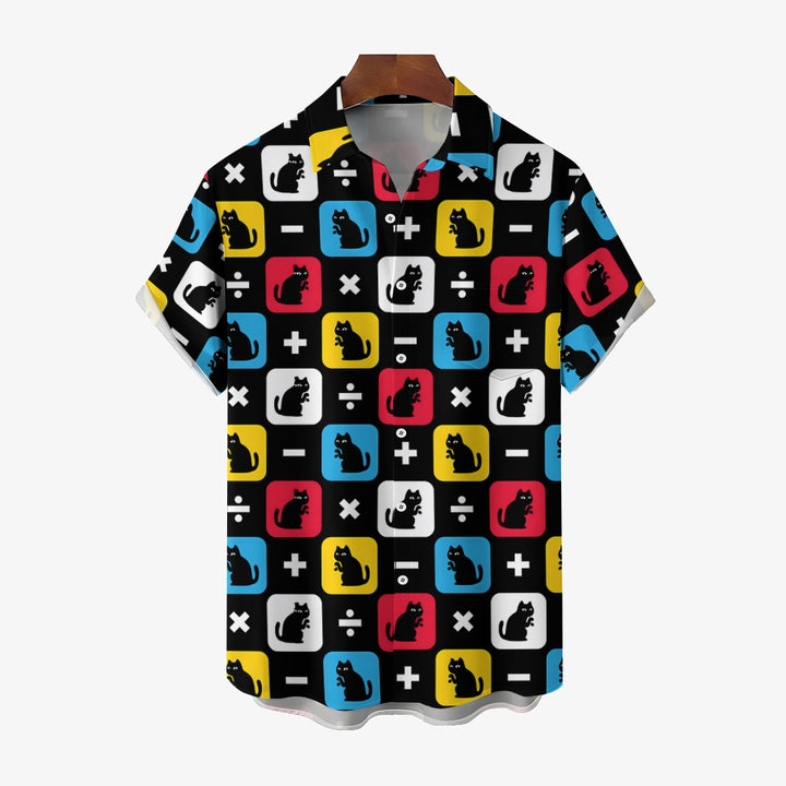 Men's Cats Casual Short Sleeve Shirt 2403000736