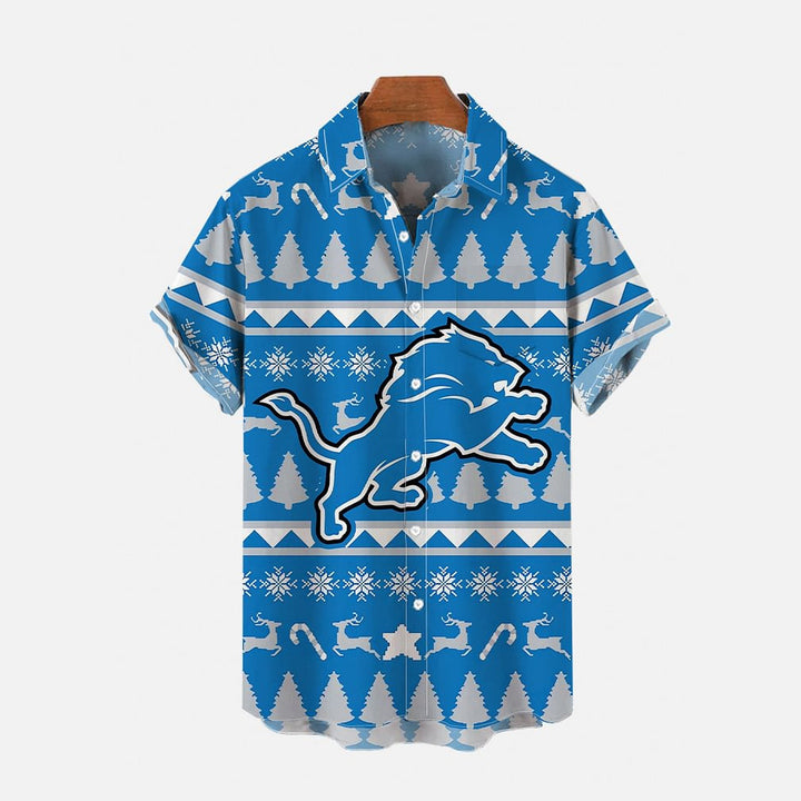 Blue Christmas Football Super Bowl Short Sleeve Shirt