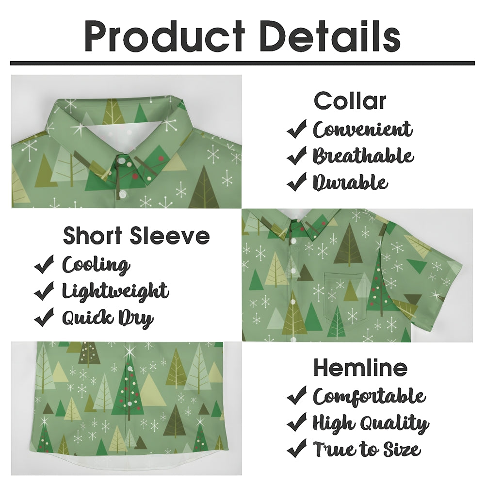 Christmas Tree Geometric Print Short Sleeve Shirt 2410006306